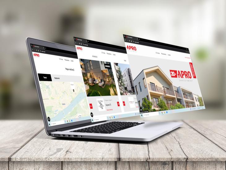 Strona internetowa apro przedstawienie całej strony głównej