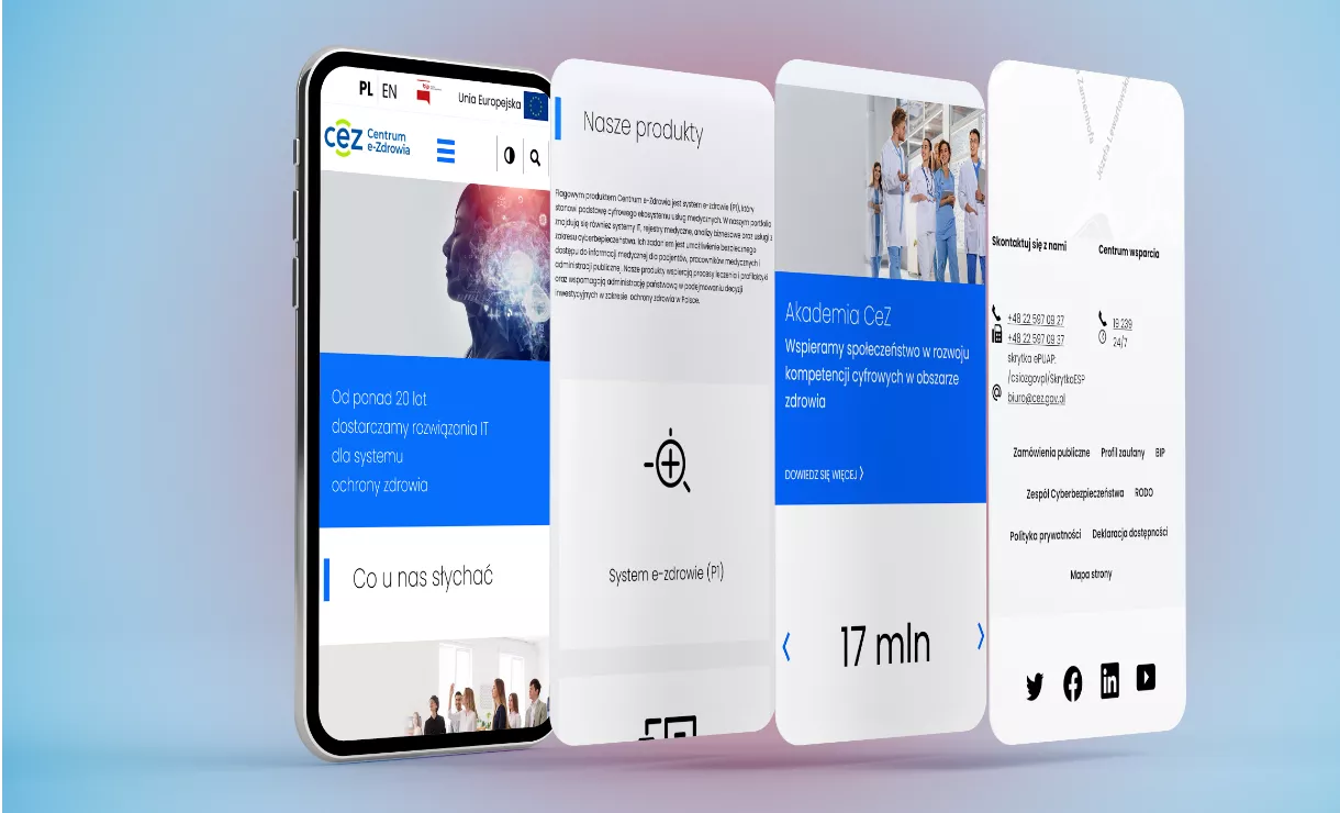 Widok serwisu Centrum e-Zdrowia na smartfonie
