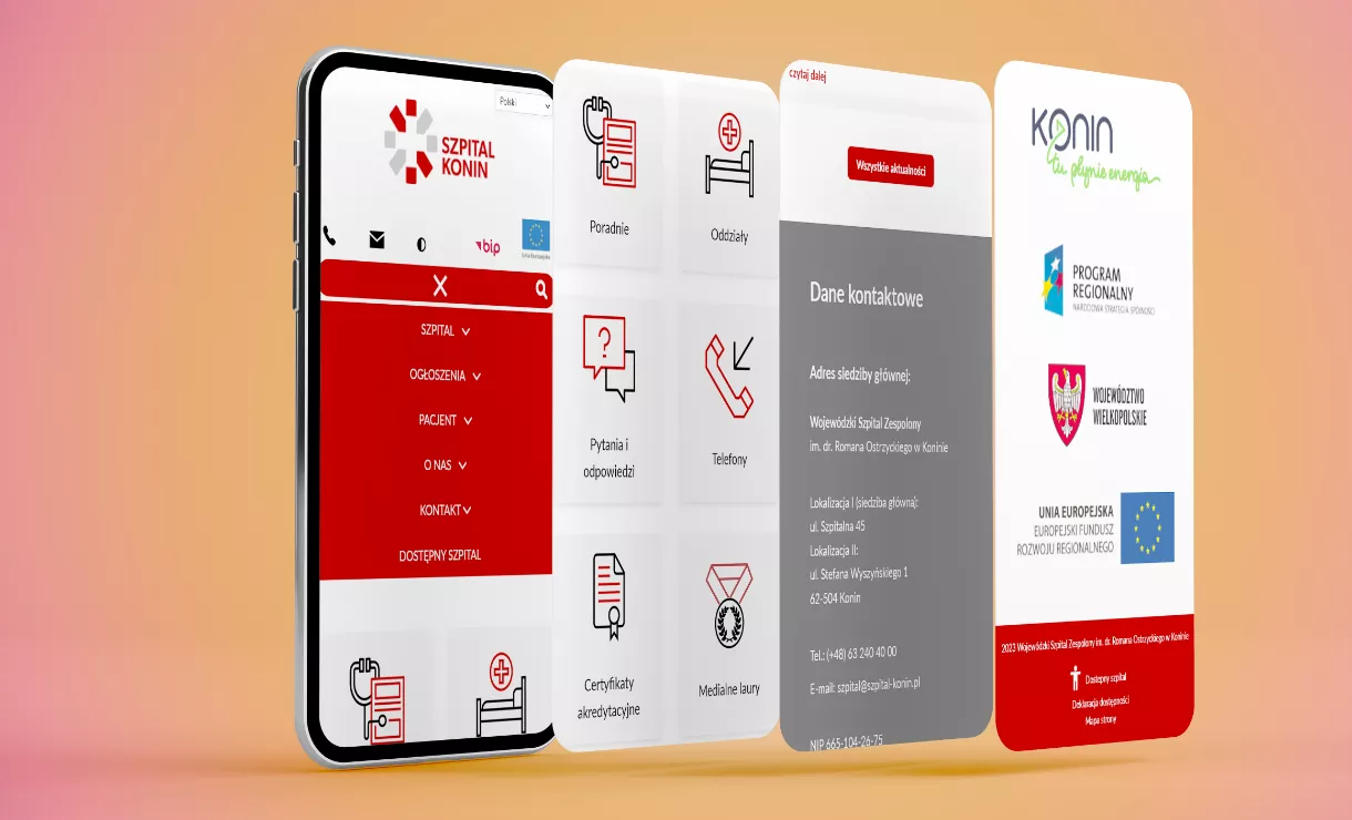Wersja mobilna strony szpitala w Koninie