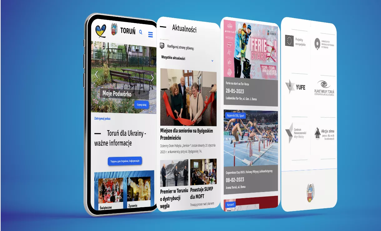 Projekt serwisu Torunia na smartfonie