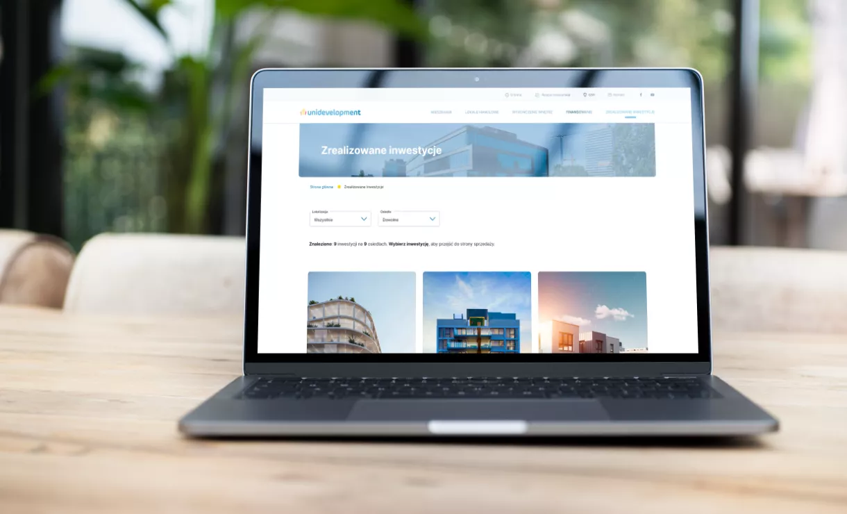 Widok zrealizowanych inwestycji na portalu Unidevelopment