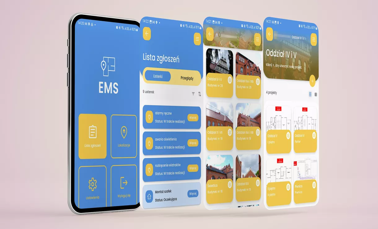 Wygląd realizacji systemu EMS na smartfonach dla Szpitala Świecie