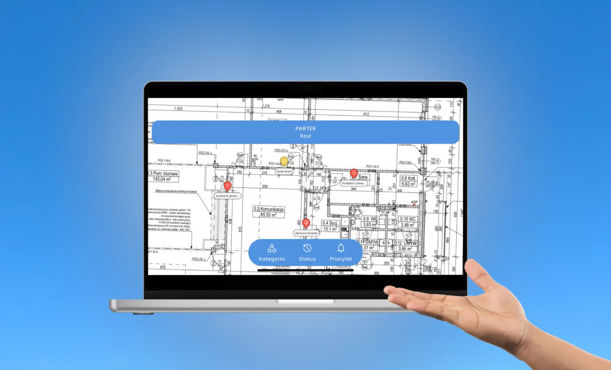Widok projektu w systemie Fix.IT na ekranie laptopa
