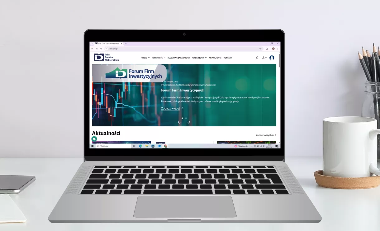 Strona internetowa IDM laptop