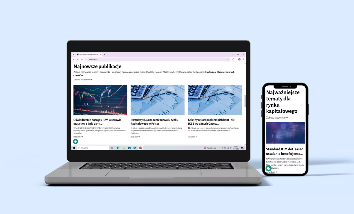 Strona internetowa IDM laptop i telefon