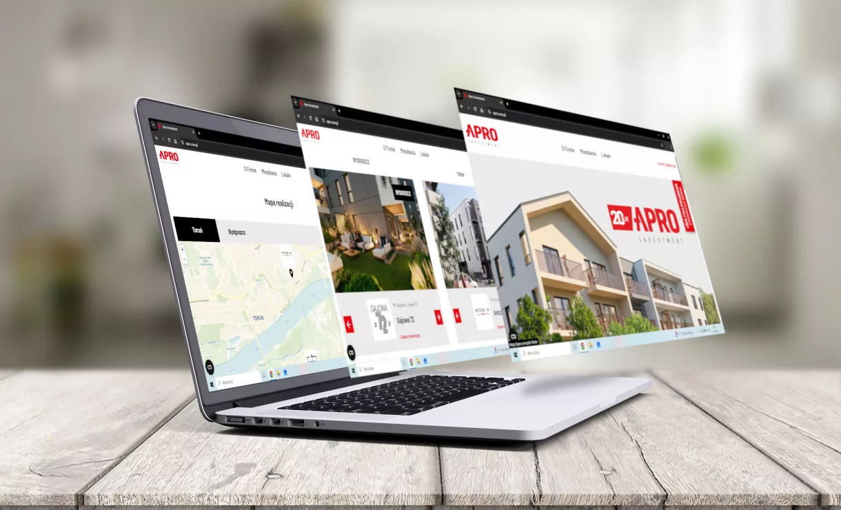 Strona internetowa apro przedstawienie całej strony głównej