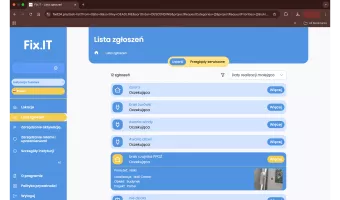 Zrzut ekranu listy zgłoszeń z systemu Fix.IT